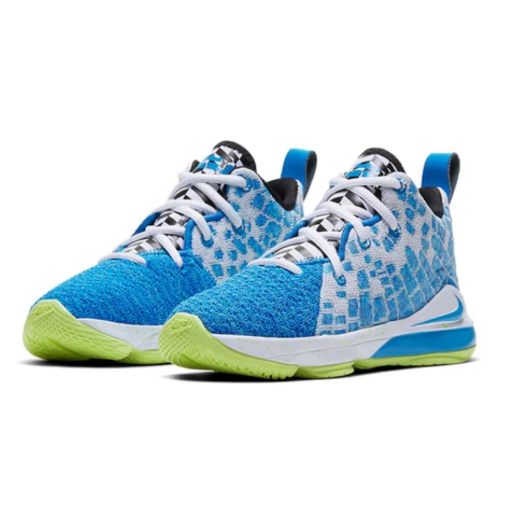 Youth Sz 12C Blue Nike LeBron 17 Sprite Sneakers - Picture 3 of 7